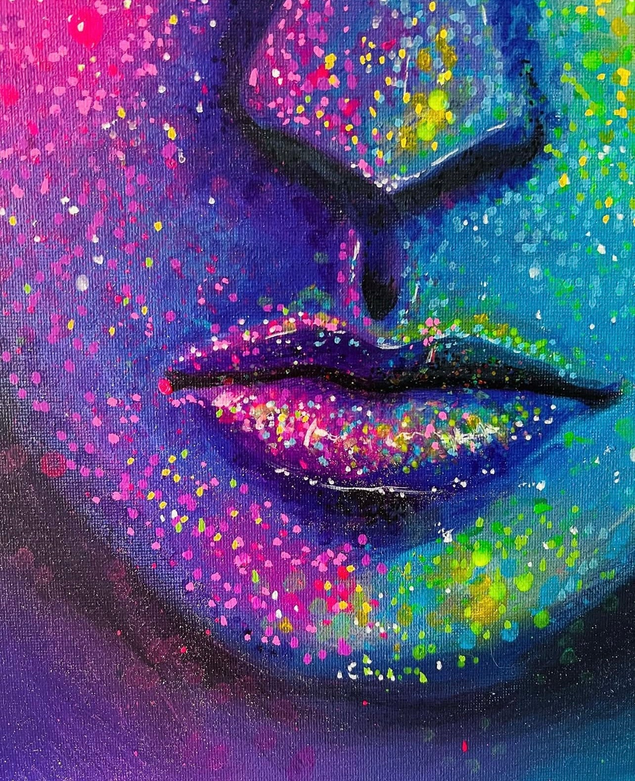 ORIGINAL “Glitter Face” 18” x 24” canvas painting