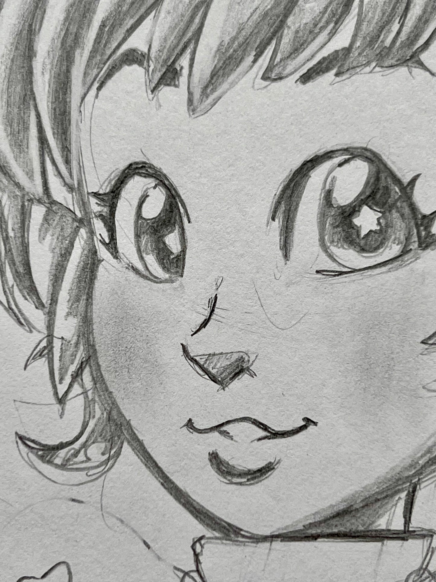 ORIGINAL 8.5” x 11” Shooting Star Girl Pencil Drawing