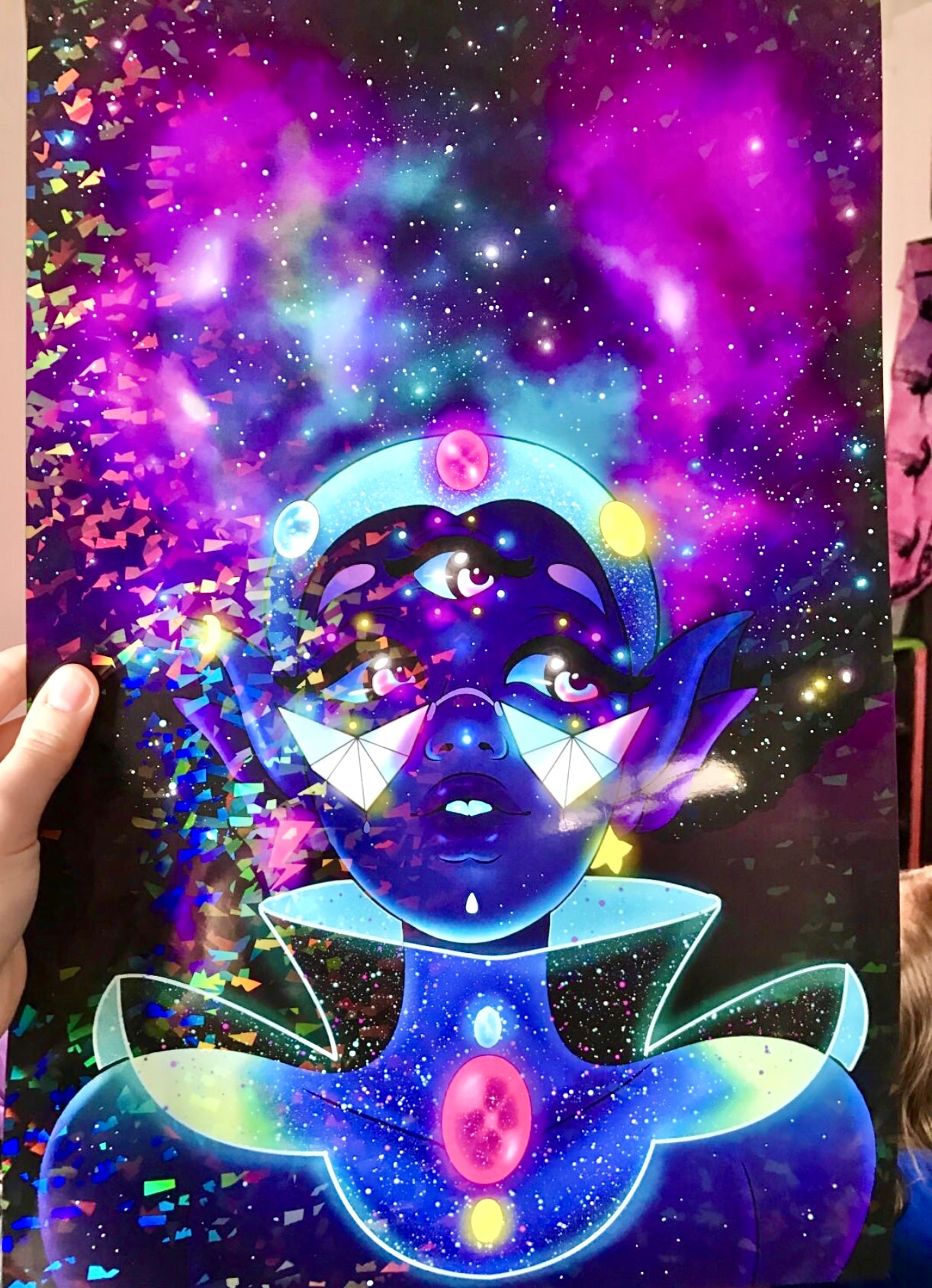 HOLOGRAPHIC 11x17 Space Hair Print