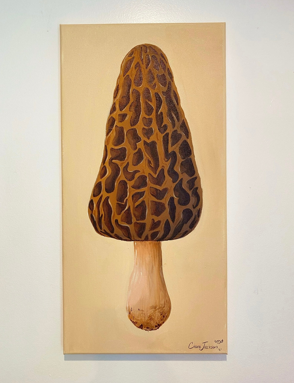 ORIGINAL “Morel Mushroom” 12” x 24” acrylic canvas painting