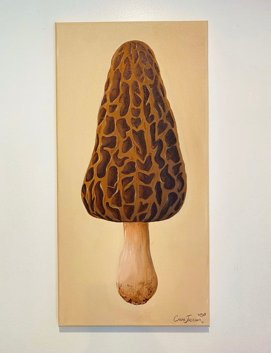 ORIGINAL “Morel Mushroom” 12” x 24” acrylic canvas painting
