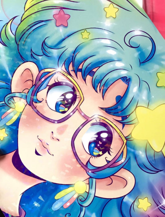 HOLOGRAPHIC 11x17 80’s Girl Print