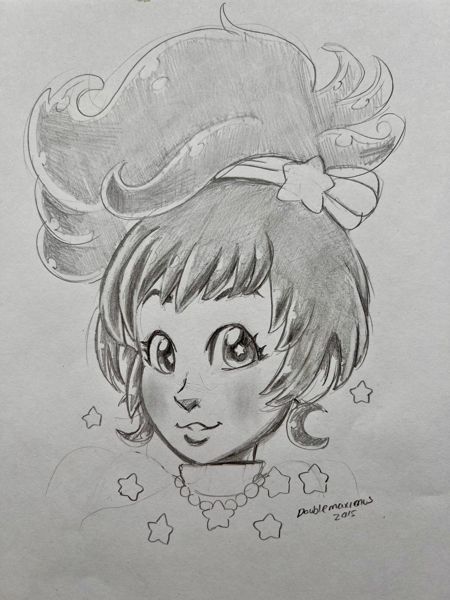 ORIGINAL 8.5” x 11” Shooting Star Girl Pencil Drawing