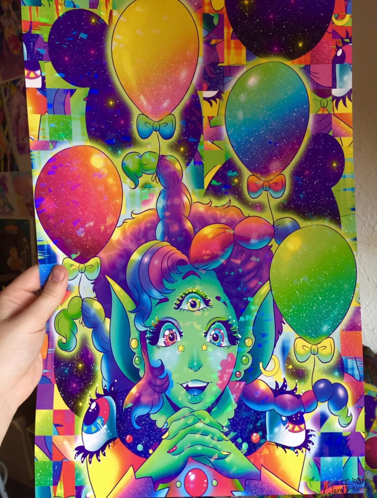 HOLOGRAPHIC 11x17 Balloon Alien Poster