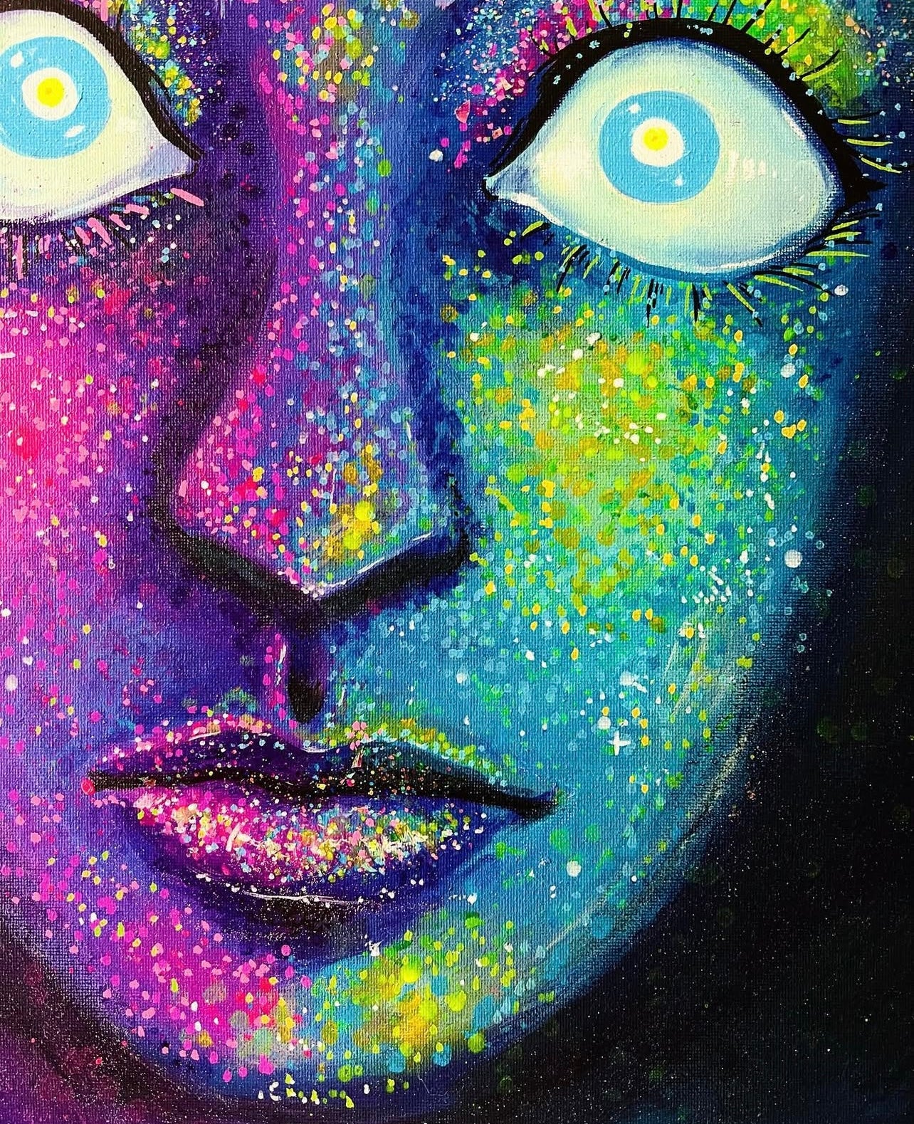 ORIGINAL “Glitter Face” 18” x 24” canvas painting