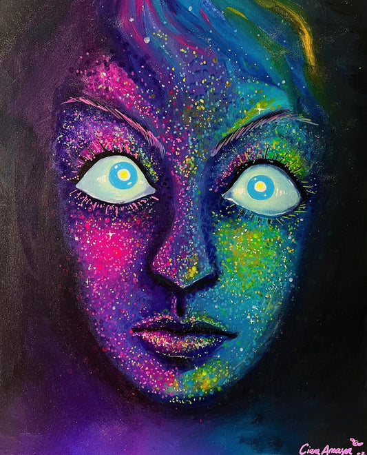 ORIGINAL “Glitter Face” 18” x 24” canvas painting