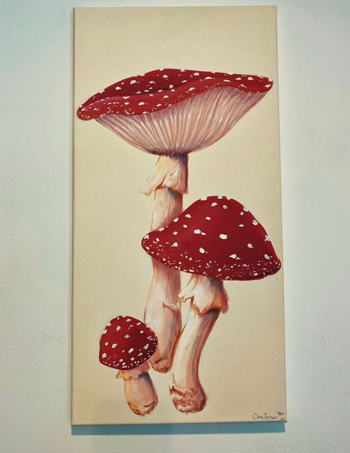 ORIGINAL “Amanita Mushroom” 12” x 24” acrylic canvas painting