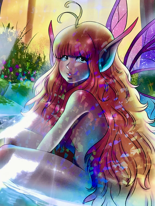 HOLOGRAPHIC 11x17 Bathing Fairy Print