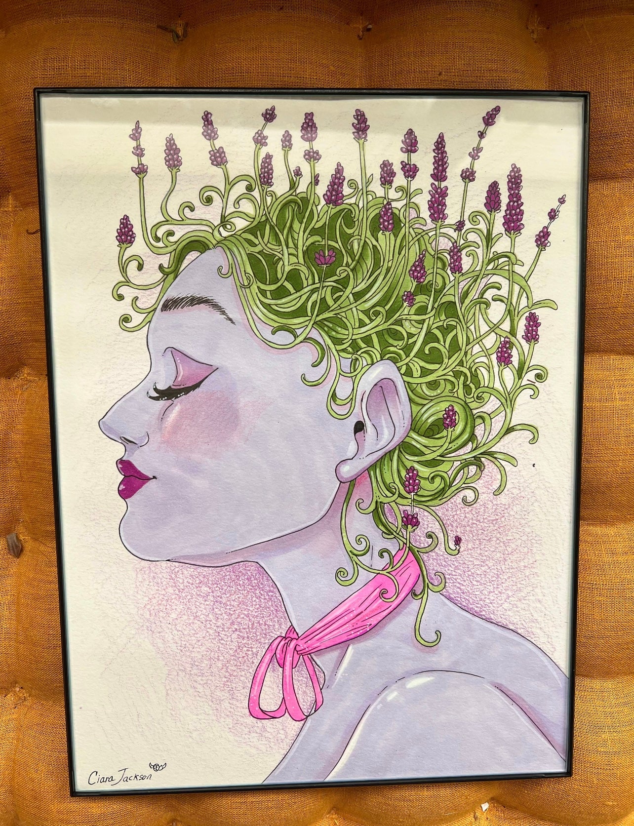 ORIGINAL 9 x 12 Lavender Lady signed/framed Illustration