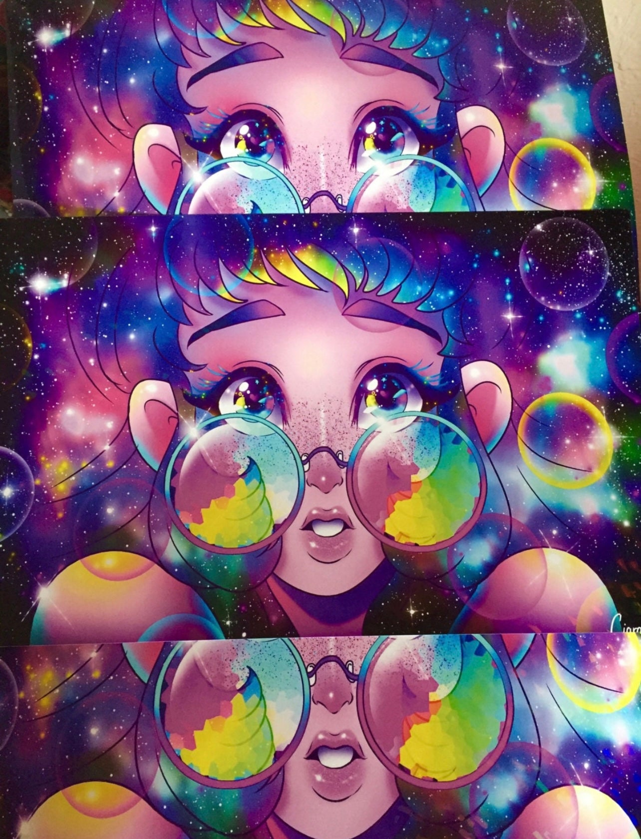 HOLOGRAPHIC 17x11 Galaxy Glasses Print